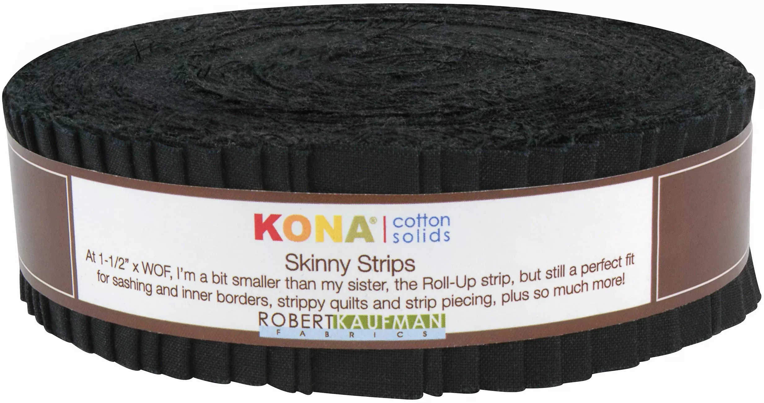 1-1 /2in Strips, Kona Cotton Black, 40pcs /bundle