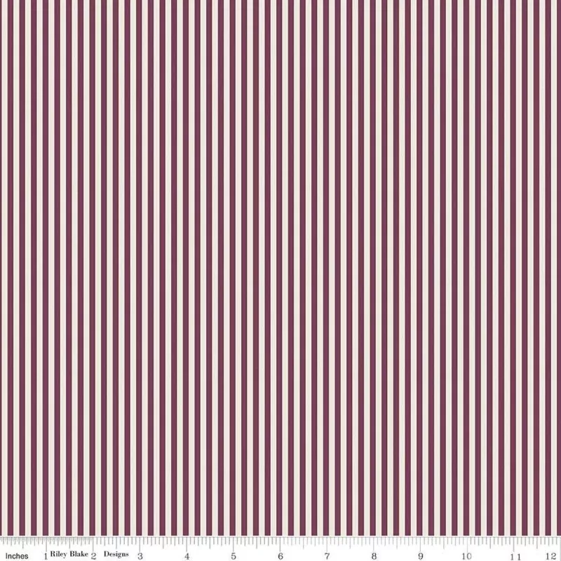 1/8″ Stripe – Quilting Cotton Fabric – Ivory Sangria