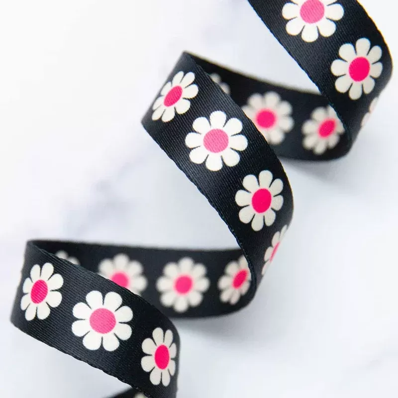 1″ Webbing | Ruby Star Society | Daisy – Hot Pink