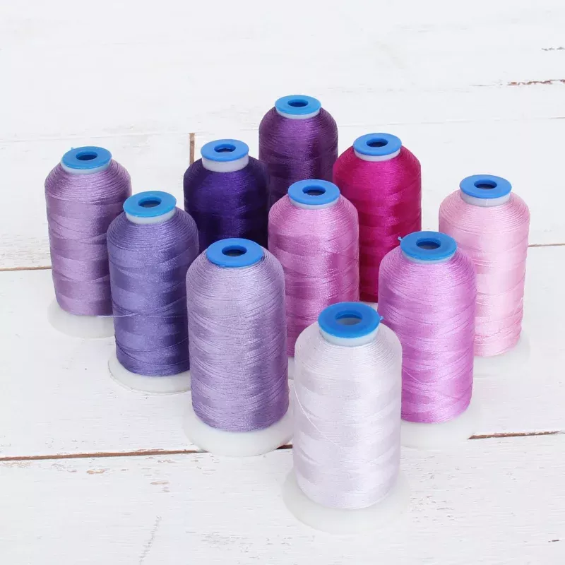 10 Cone Purple Color Builder Polyester Thread Set – 1000m Cones – Brilliant Finish