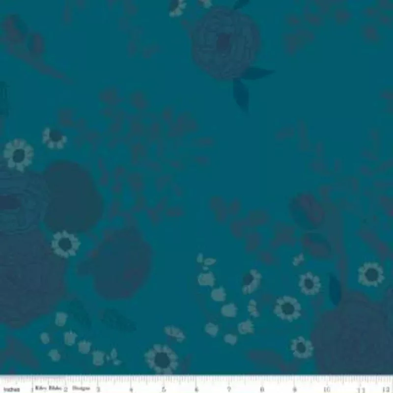 108″ 3-Yard Package – First Blooms – Tonal Floral Denim