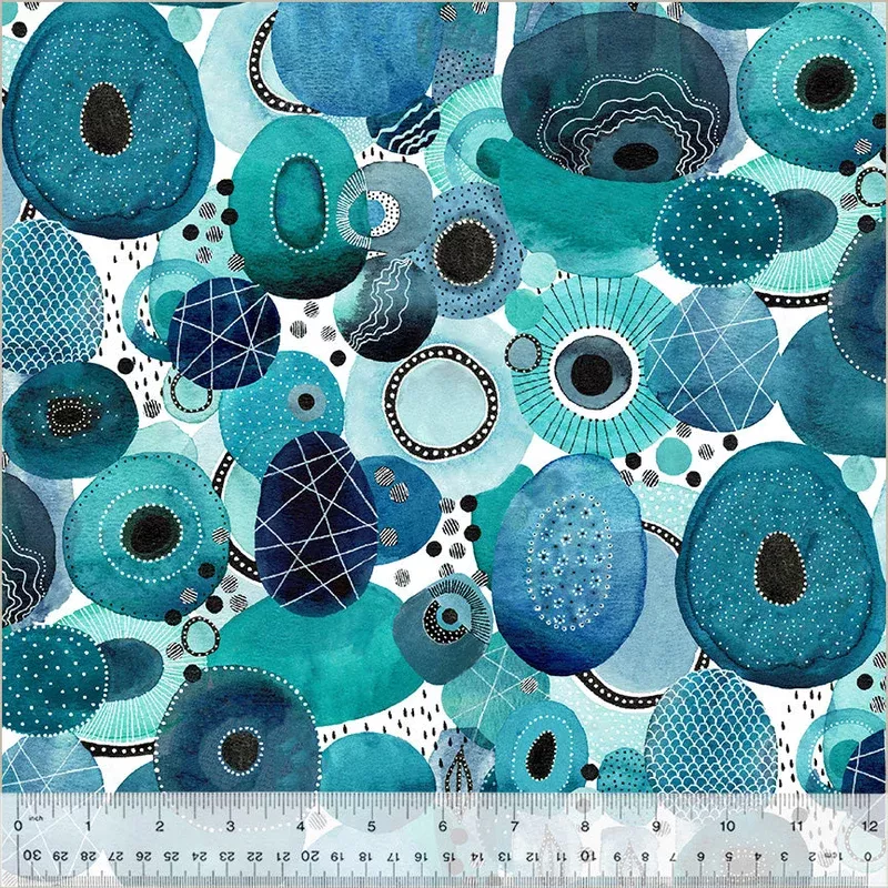 108″ Quilt Back Essoldo Design 54032DW-1DES Aqua Genesis 108 Cotton