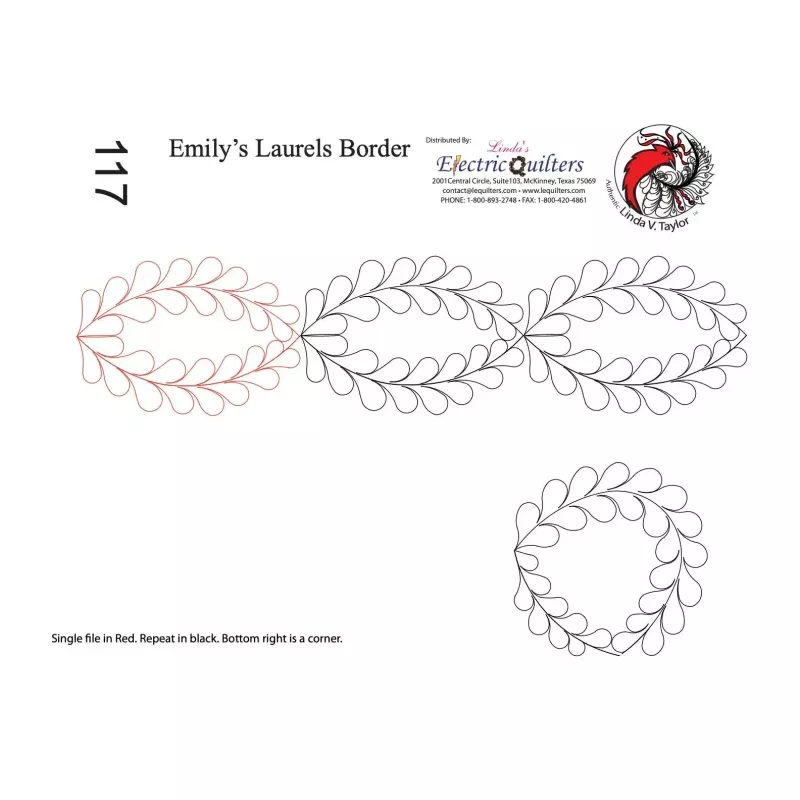 117 Emily's Laurels Pantograph with Blocks by Linda V. Taylor