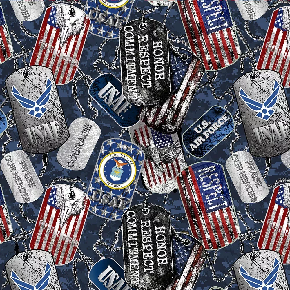 1254AF Military AIR FORCE Dogtags all-over