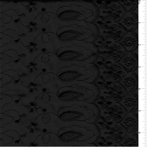 15 YD Bolt-Black Scalloped Eyelet Fabric