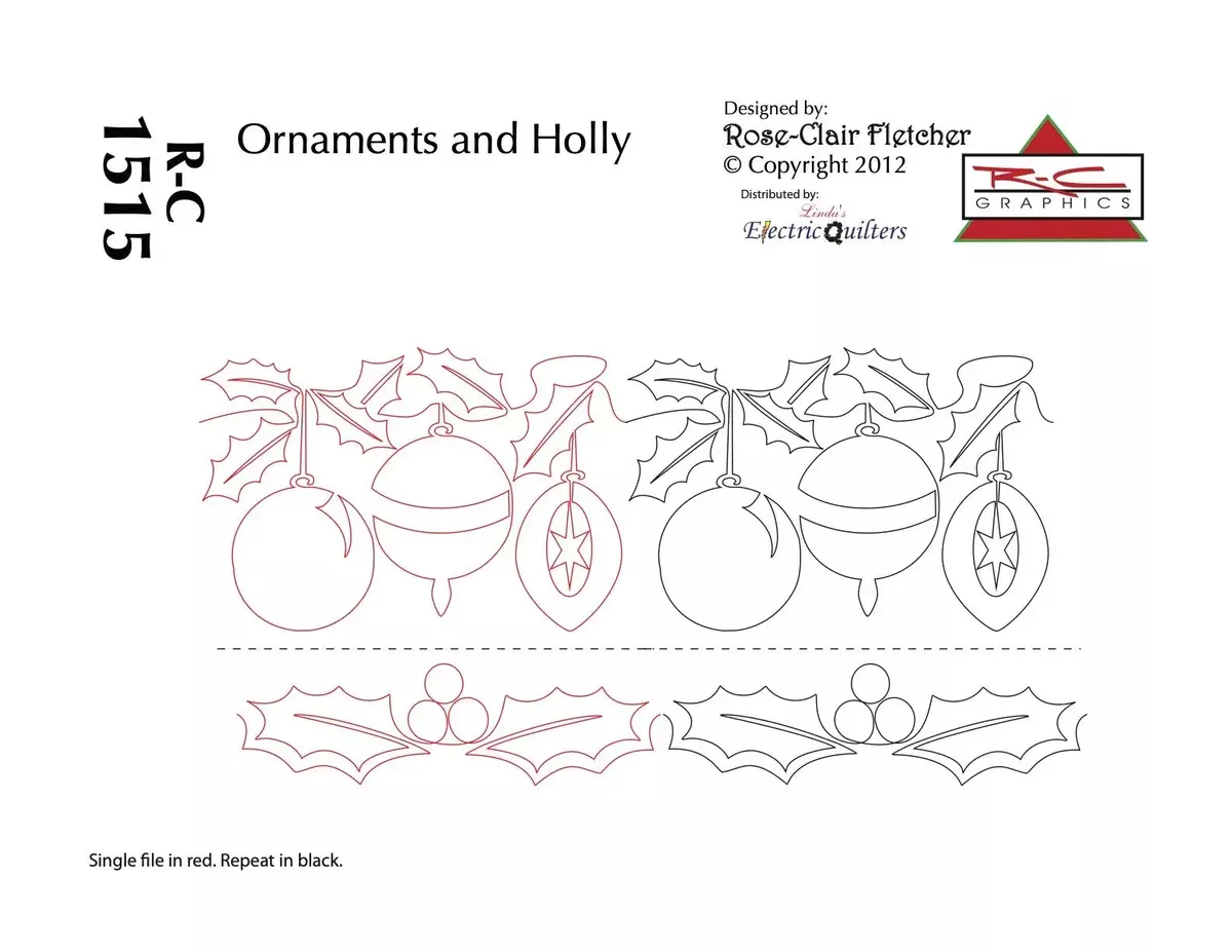 1515 Ornaments & Holly Pantograph by Rose-Clair Fletcher