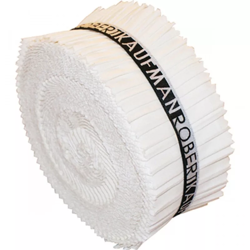 2-1 /2in Strips Roll Up Kona Solids Snow Colorway 40pcs