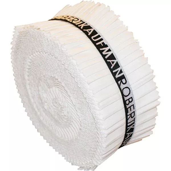 2-1 /2in Strips Roll Up Kona Solids White Colorway 40pcs