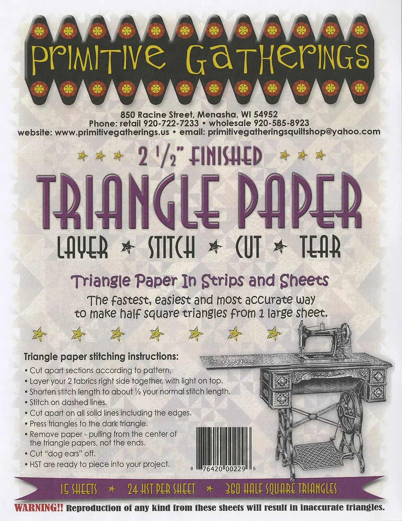 2-1 /2in Triangle Paper