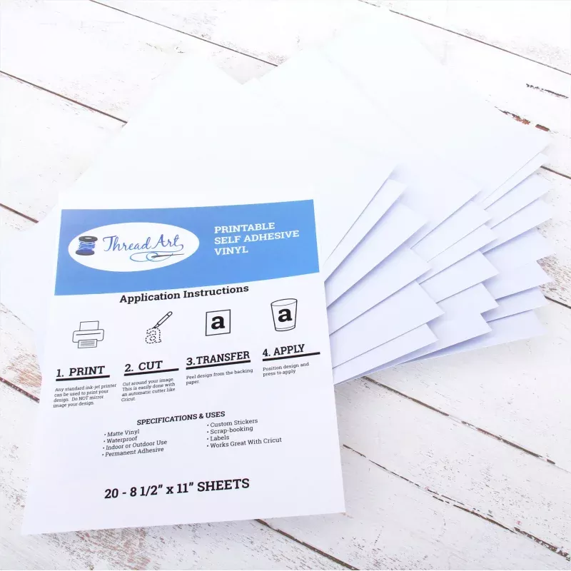 20 Sheets of Printable Sticker Vinyl – Inkjet or Laser Printer