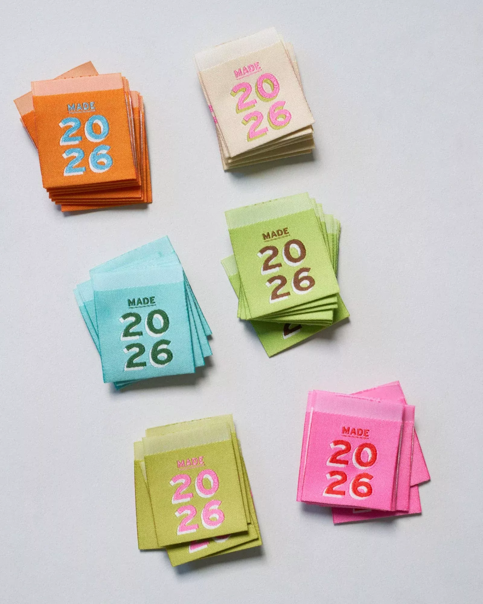 2026 Square Garment Labels: Multi Set of 6