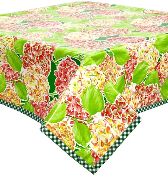 27.5x46" Hydrangea Green Oilcloth Tablecloth with Elastic