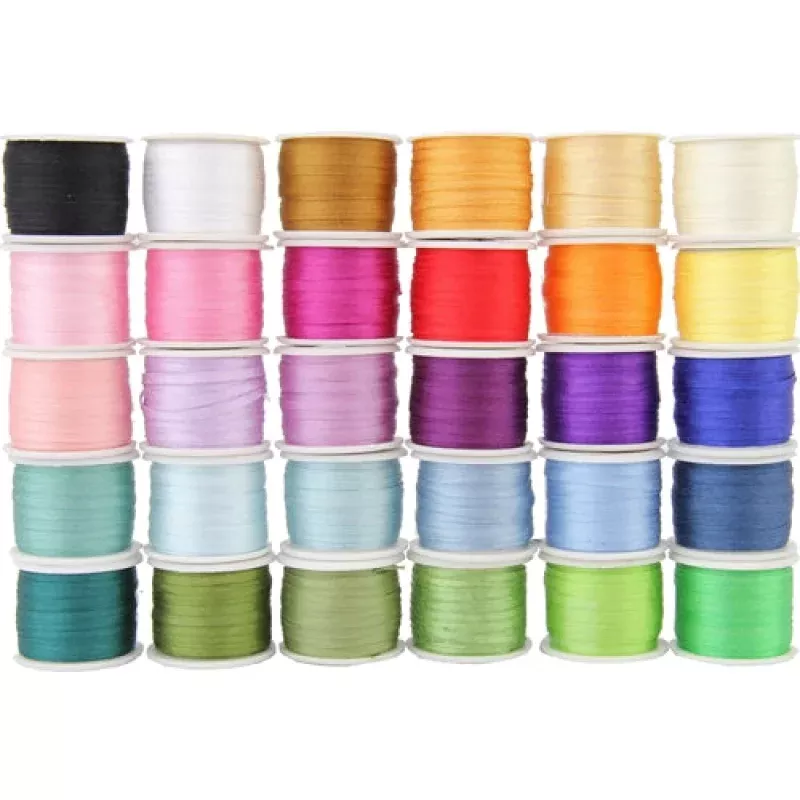2mm Silk Ribbon -30 Spool Set -11 Yds Per Spool