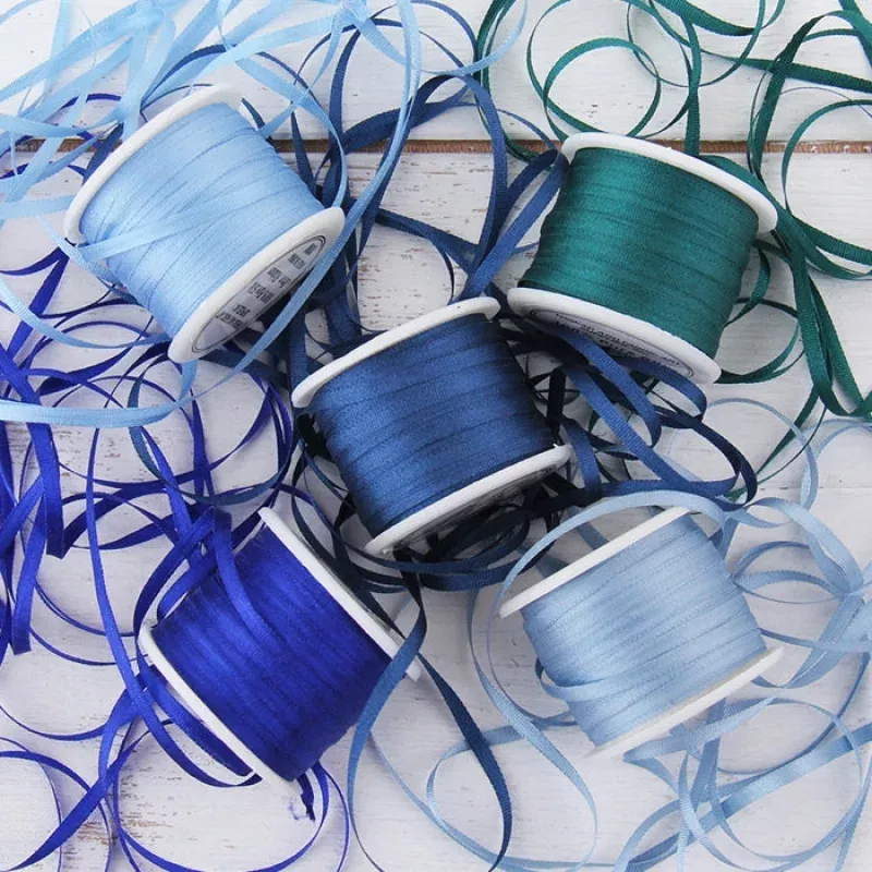 2mm Silk Ribbon Set – Blue Shades – Five Spool Collection