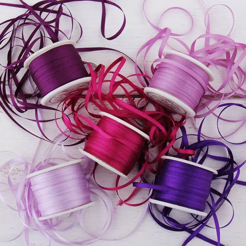 2mm Silk Ribbon Set – Purple Shades – Five Spool Collection