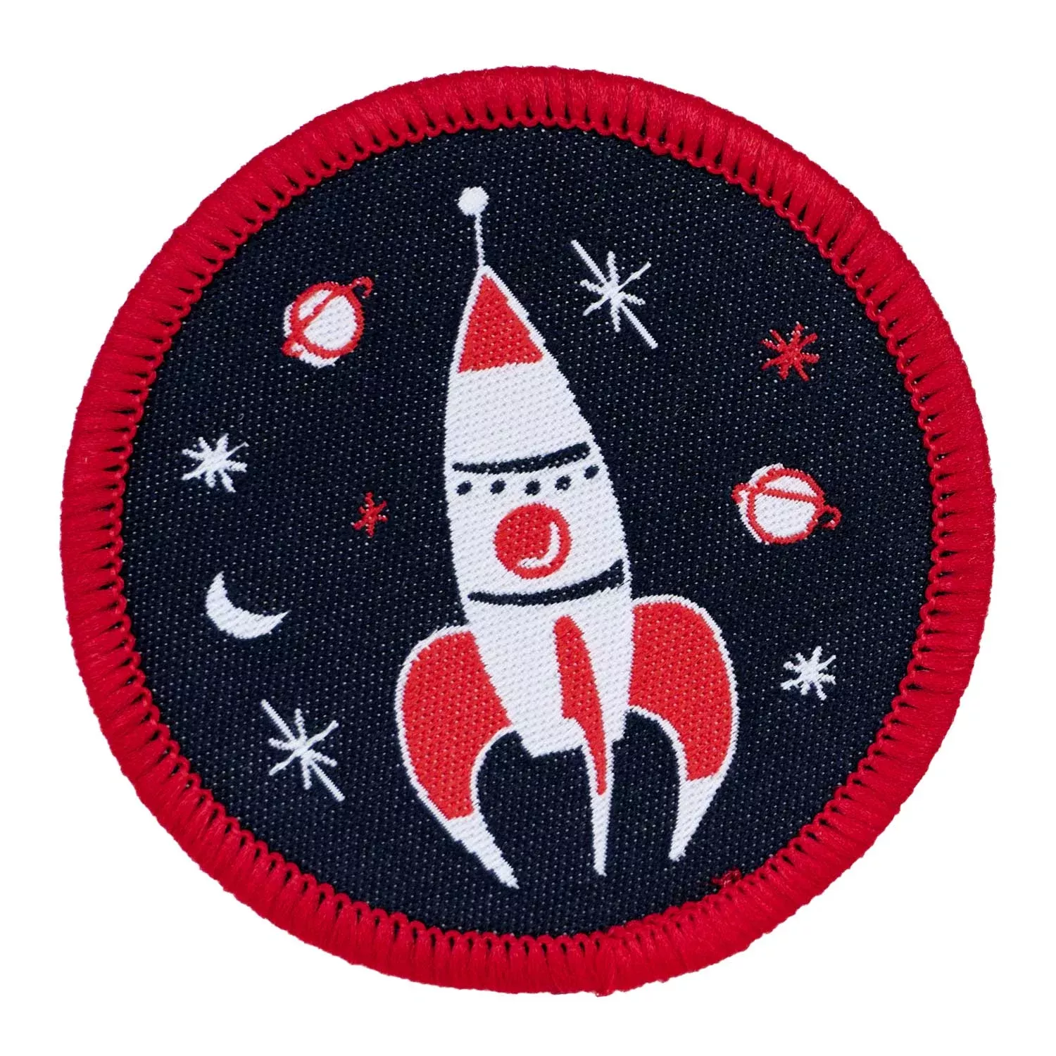 3, 2, 1… Blastoff – Rocket in Space Badge – 53x53mm – Iron-on Applique Patch