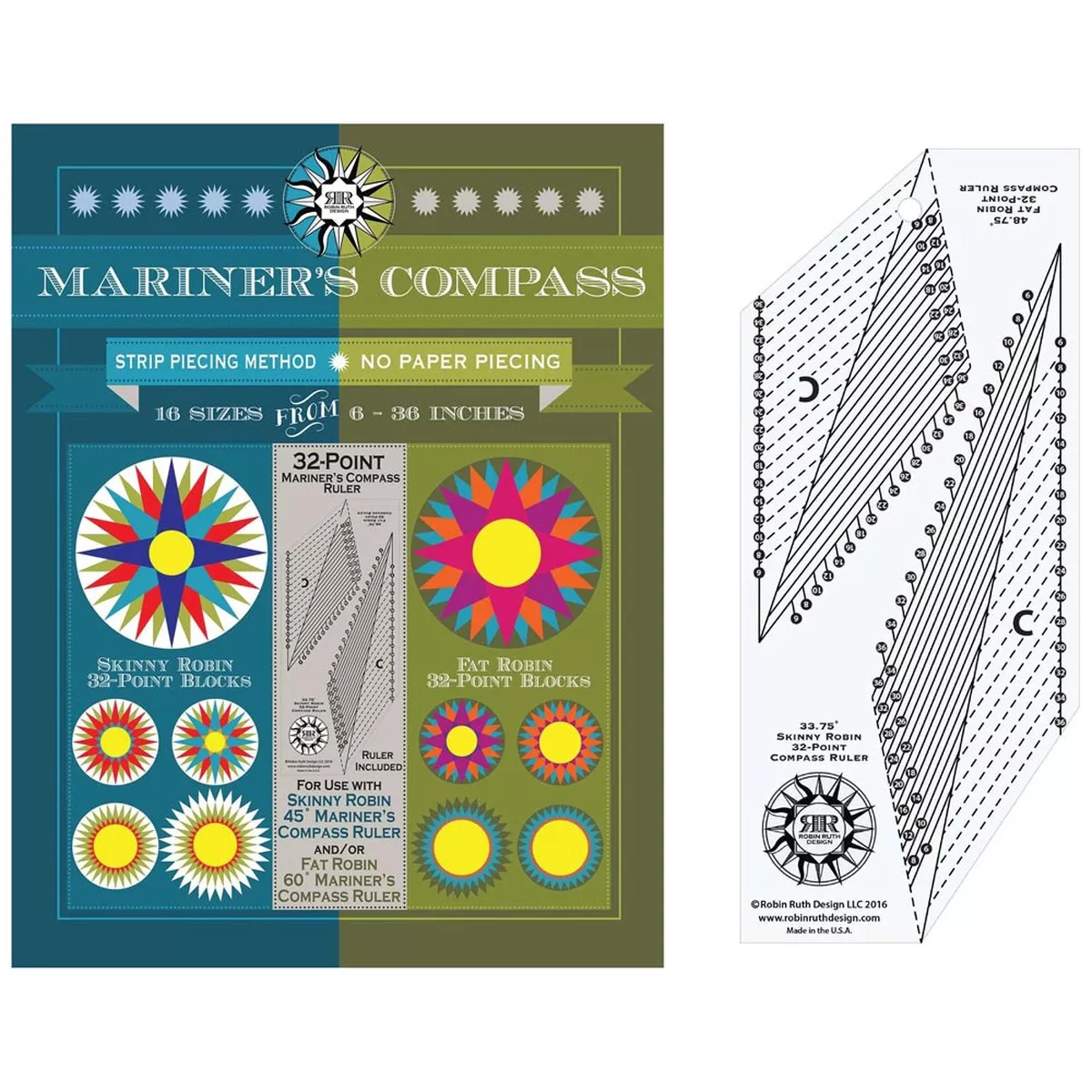 32 Point Mariner's Compass Book and Ruler