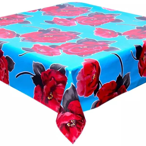 37x56.5" Gardenia Light Blue Oilcloth Tablecloth