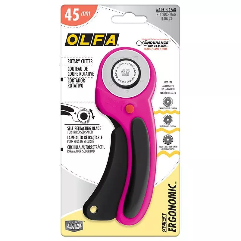 45MM Ergonomic Rotary Magenta Cutter by Olfa
