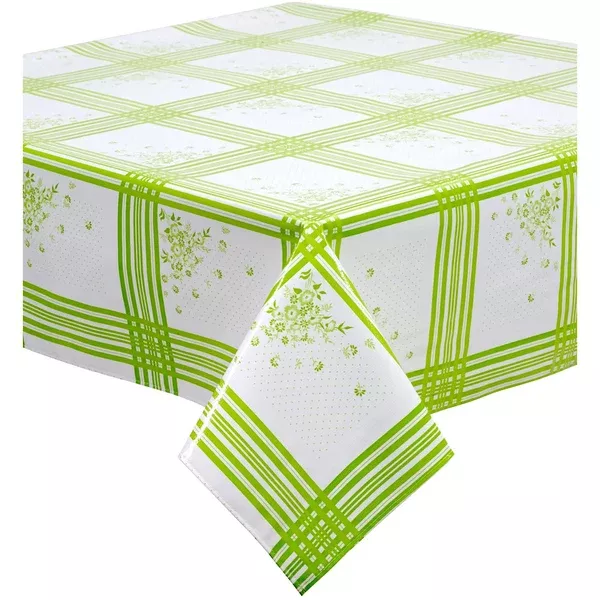46.5x102" Corn Flower Lime Green Oilcloth Tablecloth