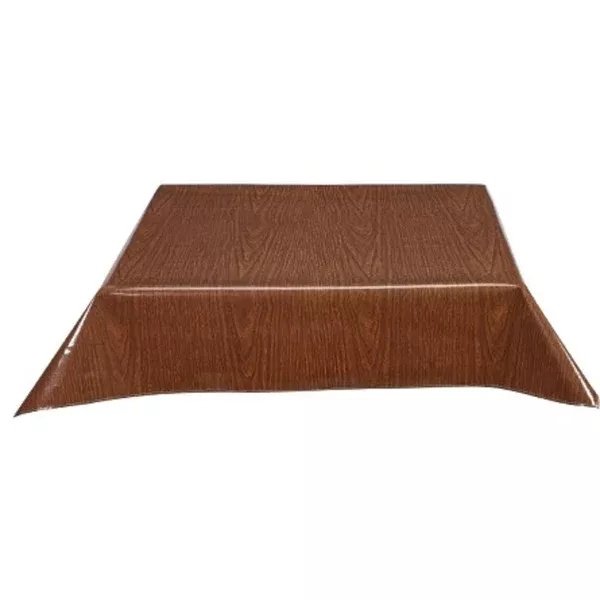 46x83" Faux Bois Teak Oilcloth Tablecloth