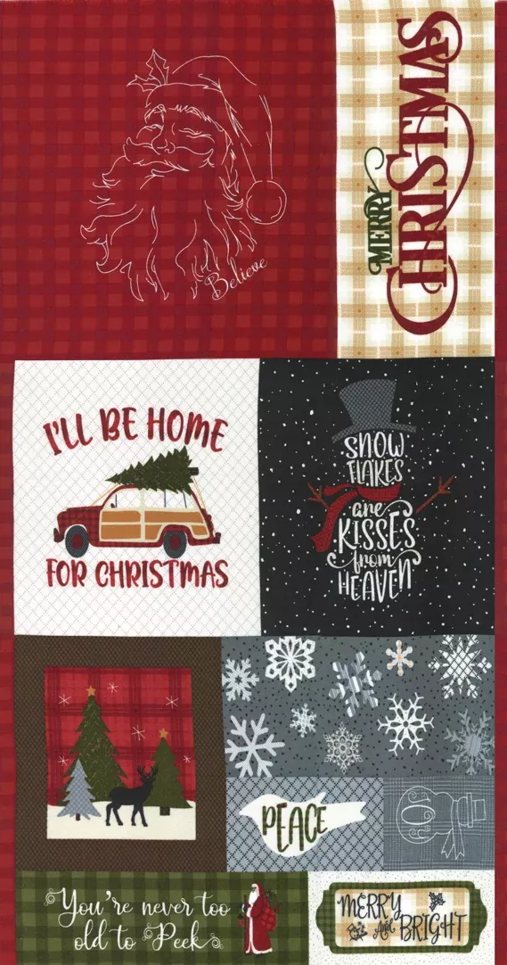 49140 11F YULETIDE GATHERINGS Multi–Patchwork Panel 24″ x 44″