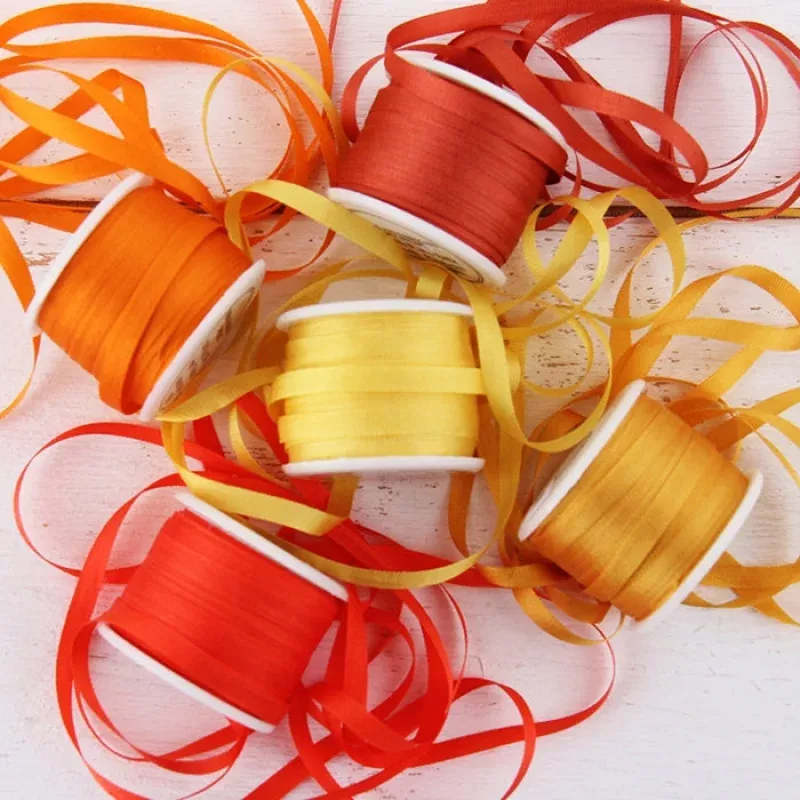 4mm Silk Ribbon Set – Orange Shades – Five Spool Collection