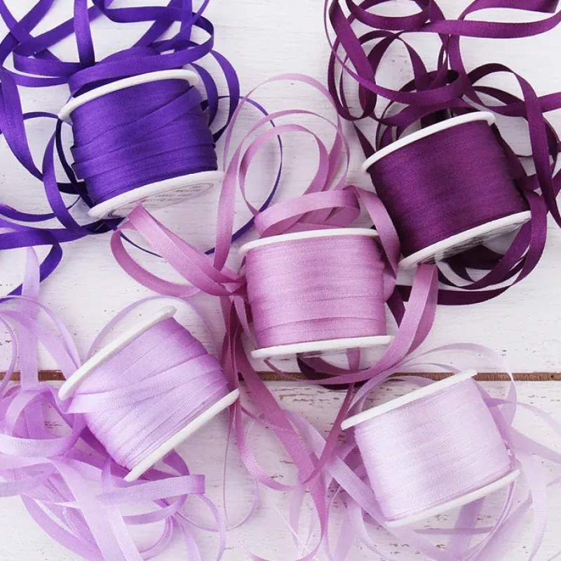 4mm Silk Ribbon Set – Purple Shades – Five Spool Collection