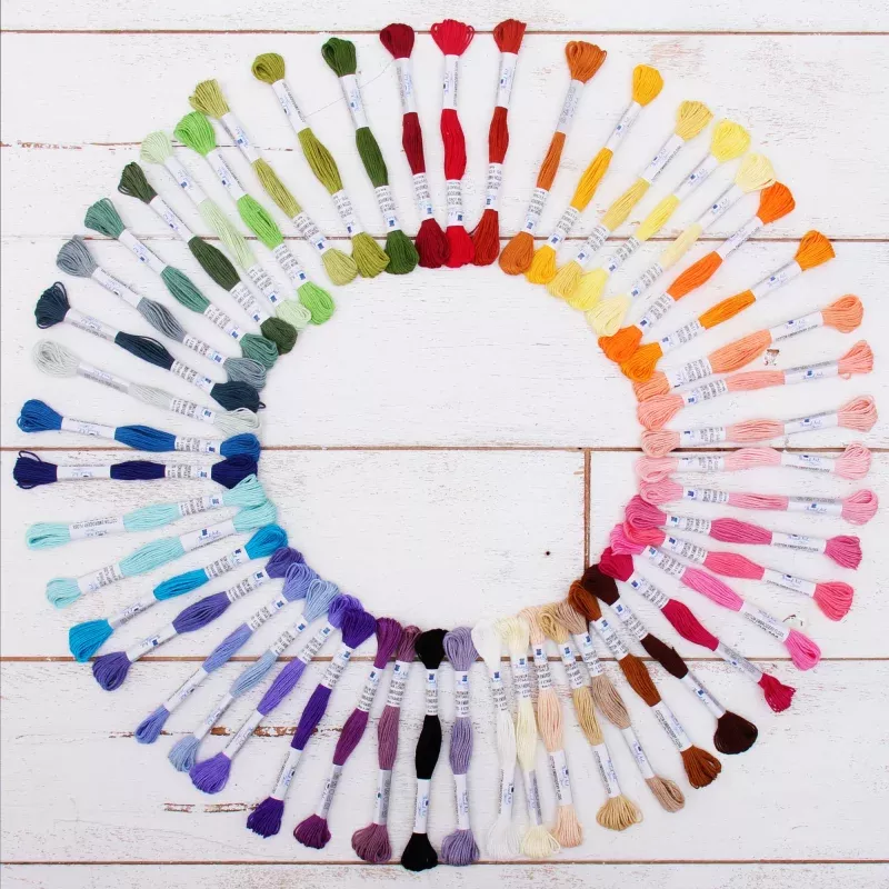 50 Color Premium Cotton Embroidery Floss Set – Six Strand Thread