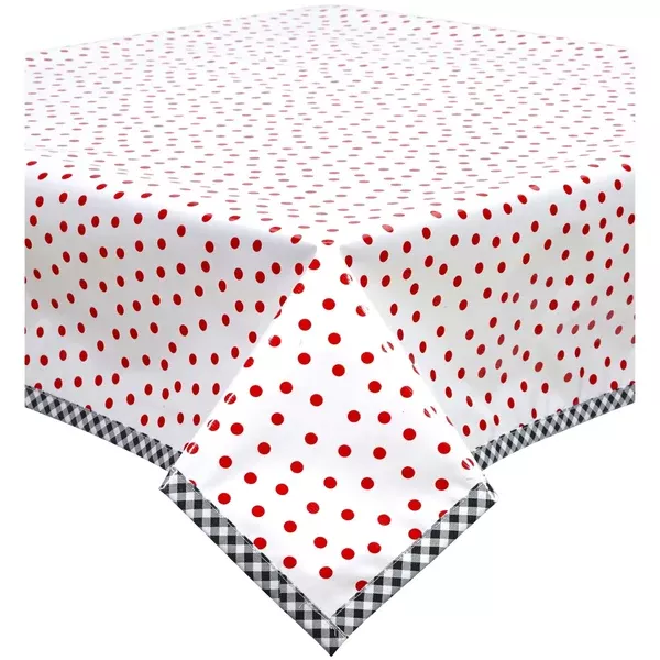 53x67" Dot Red Oilcloth Tablecloth