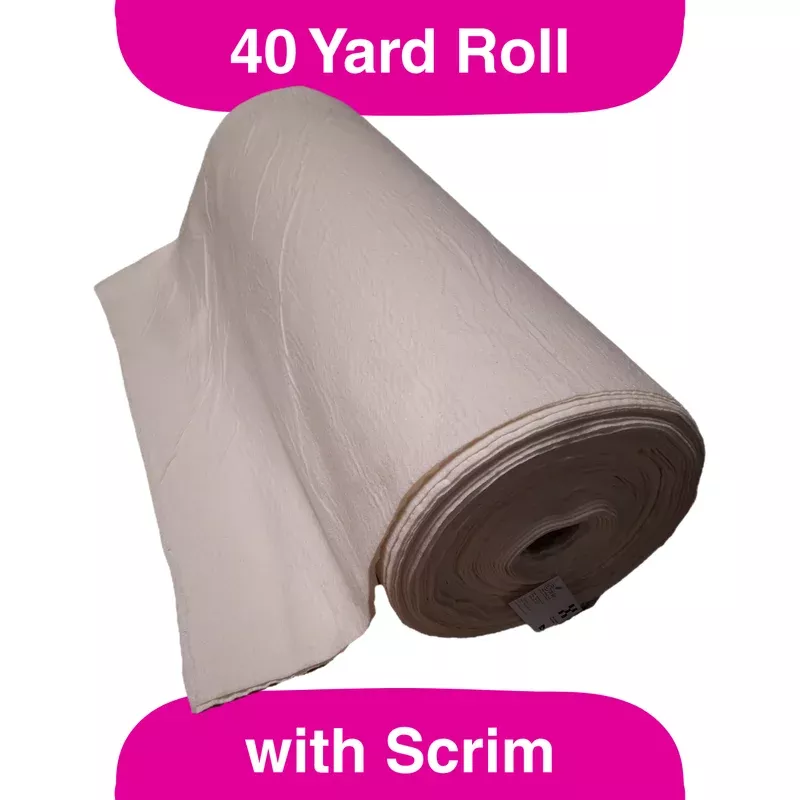 61″ Wide Poly/Cotton Blend Batting with Scrim Liner, 40 yards