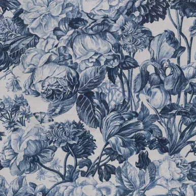 6404111 P/K Lifestyles FORESTRY TOILE INK 408150 Floral Linen Blend Upholstery And Drapery Fabric