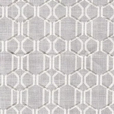 6411511 CORA DOVE GREY Lattice Embroidered Drapery Fabric