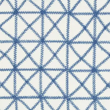 6429512 BOXED CORNFLOWER Lattice Linen Blend Drapery Fabric