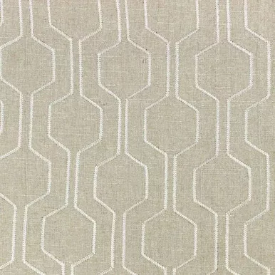 6450111 Richloom CLIMBER BISQUE Lattice Embroidered Drapery Fabric