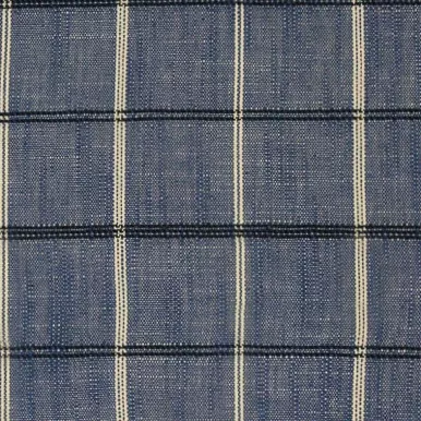 6722312 Richloom HOMELAND INDIGO Plaid Linen Blend Upholstery Fabric
