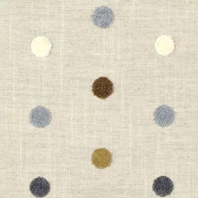 6734215 Covington PUFF DOTTY 197 FLAX Dot and Polka Dot Embroidered Drapery Fabric