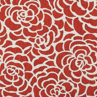 6738511 Premier Prints PEONY VERMILLION Floral Linen Blend Upholstery And Drapery Fabric