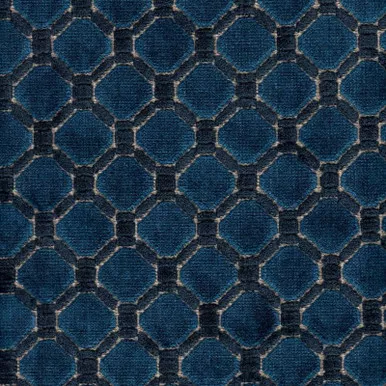6762113 ASHFORD LAPIS Lattice Velvet Upholstery Fabric