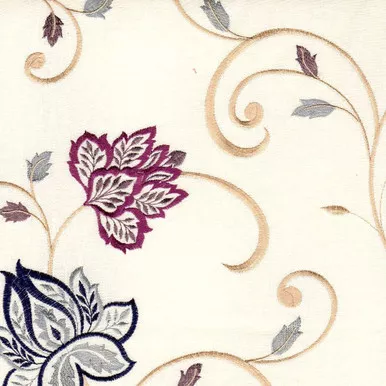 6763514 LONETO A SAND Floral Embroidered Drapery Fabric