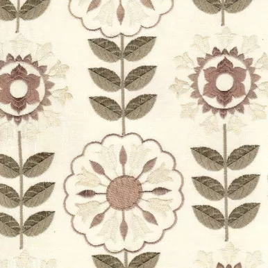 6763615 LONETO B CREAM Floral Embroidered Drapery Fabric