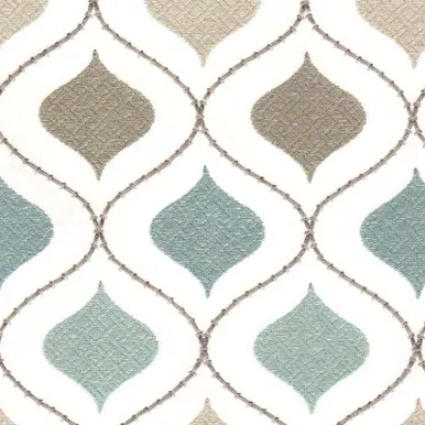 6767613 Richloom ORIENT MIST Lattice Embroidered Drapery Fabric
