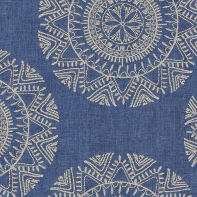 6772713 Richloom SASKIA BLUESTONE Embroidered Drapery Fabric