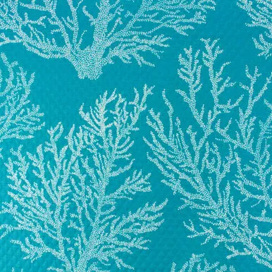 7036311 UNDERWATER TURQUOISE Tropical Print Upholstery And Drapery Fabric