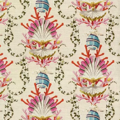 7050711 P/K Lifestyles MARINERS SONG AQUARIUM 150060 Tropical Print Upholstery And Drapery Fabric