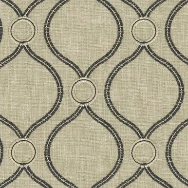 7056021 P/K Lifestyles CURVEBALL EMB NEWSPRINT 410604 Lattice Embroidered Drapery Fabric