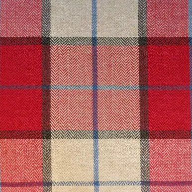 7060612 HARRINGTON CHAR RED Plaid Chenille Upholstery Fabric