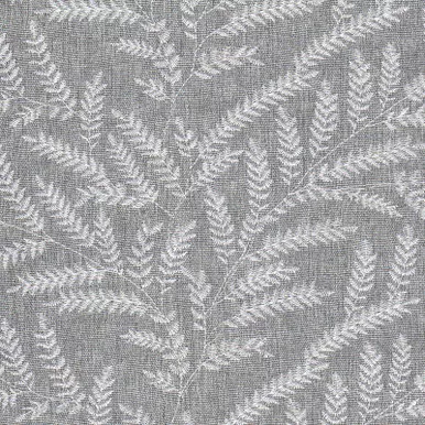 7081411 LINVILLE GREY/WHITE Floral Embroidered Drapery Fabric