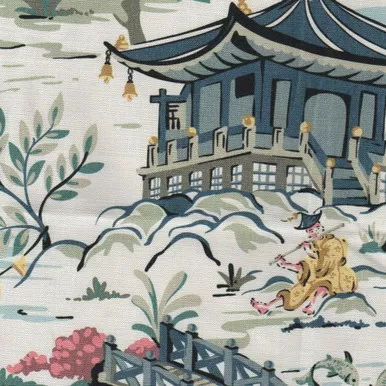 7113511 TEAHOUSE SLATE Print Upholstery And Drapery Fabric