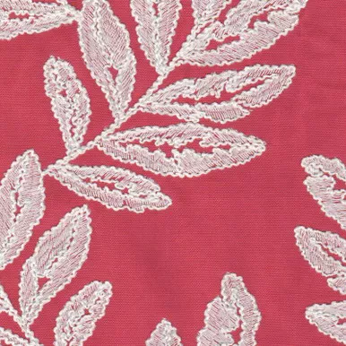 7117312 BIMINI WATERMELON Floral Embroidered Drapery Fabric